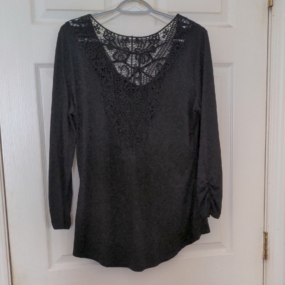 No Boundaries Black Lace Detail Women's Blouse